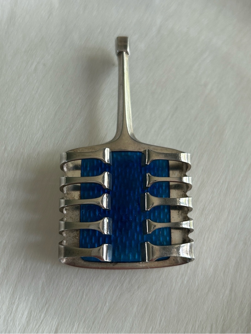 Rare Vtg David Andersen Silver Harp with Blue Enamel Pendant, Norway